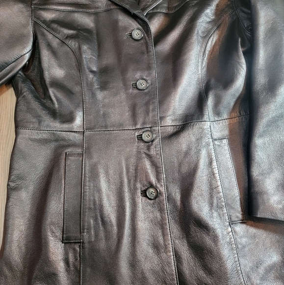 Colebrook & Co Womens 100% Leather Coat Large Black Blazer Jacket - Picture 8 of 10